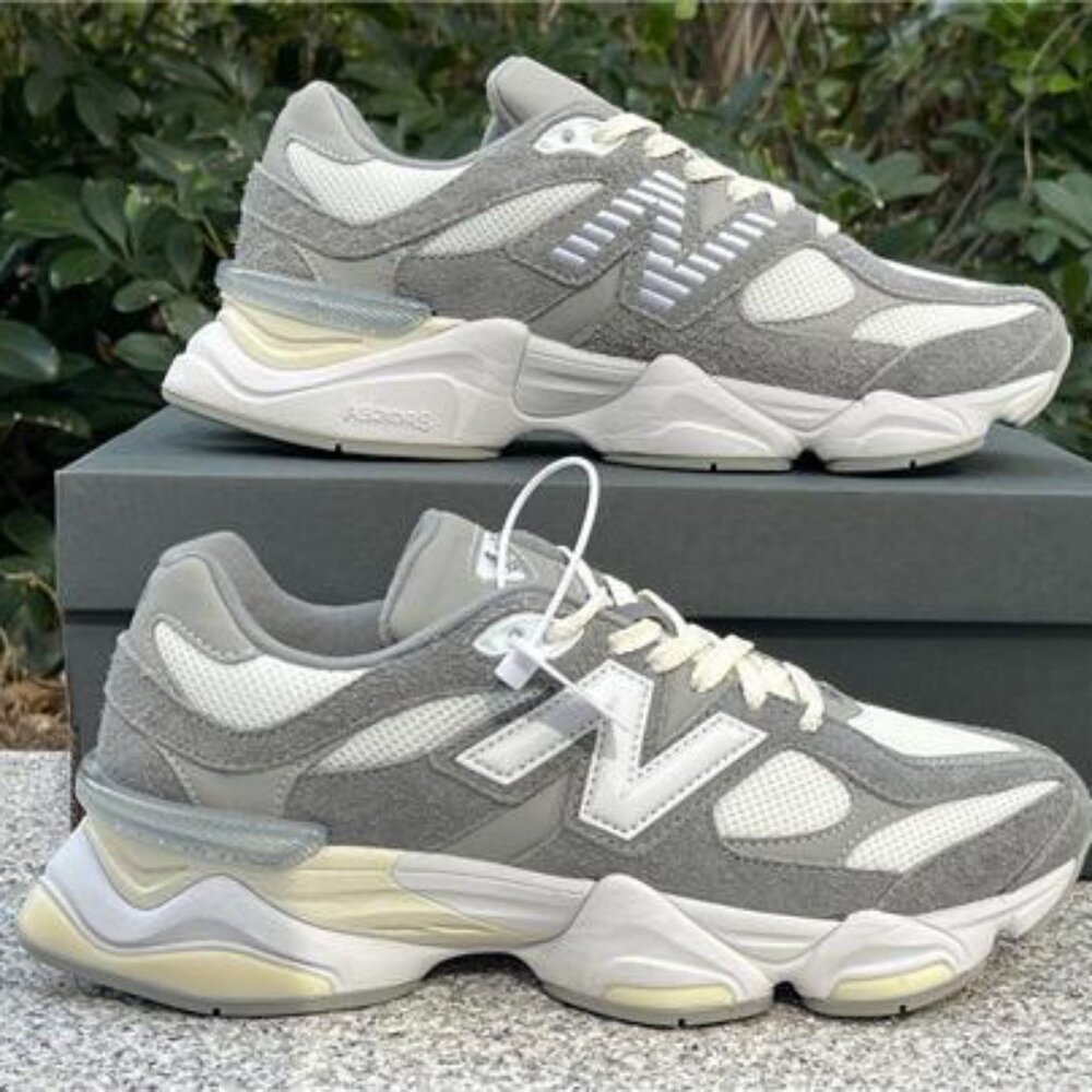 New Balance Grey & White Suede 9060 Sneakers